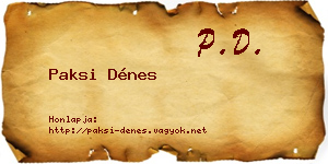 Paksi Dénes névjegykártya